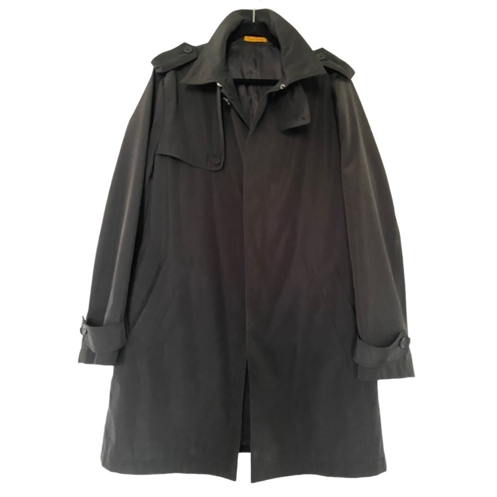 Vintage Simon Carter Designer Men’s Sz L Black Waterproof Trench Coat